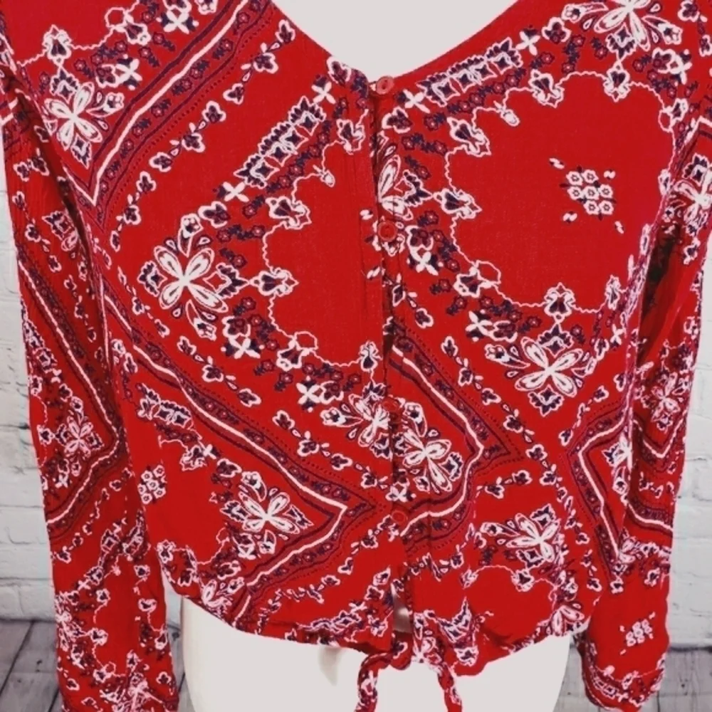 JUSTICE Bandana Print Blouse Red Size 14/16